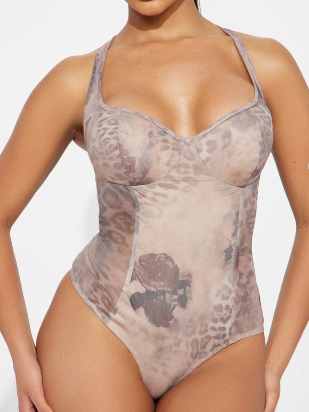 Multicoloured leopard print bodysuit with adjustable straps #leopardprint #bodys